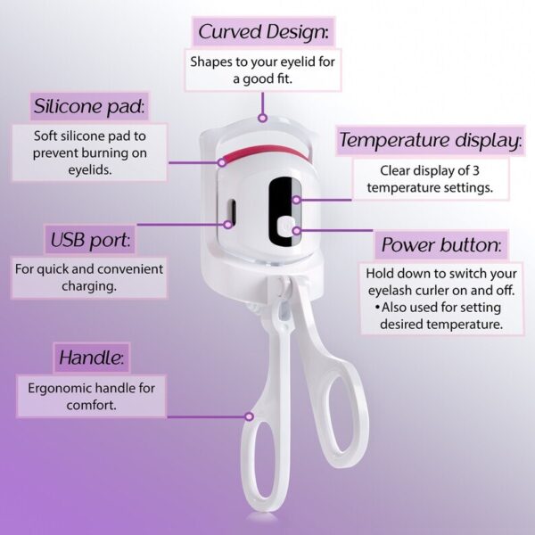 Heated Eyelash Curler | Rechargeable | Eyelash Comb Included - Image 2
